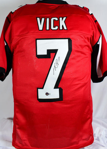 Michael Vick Autographed Red Pro Style Jersey - Beckett W Hologram *Black