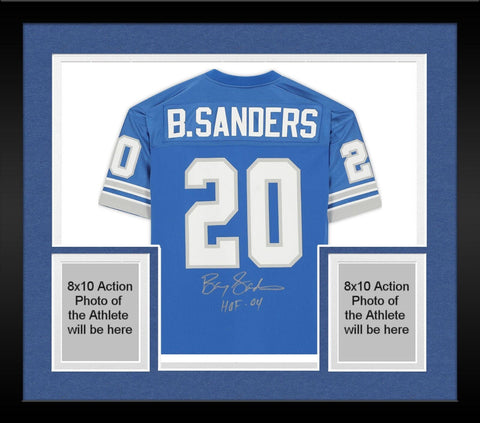 FRMD Barry Sanders Detroit Lions Signed Mitchell & Ness Blue Jersey w/HOF Insc