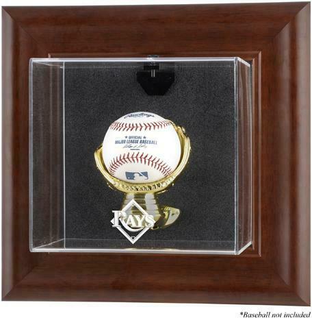 Tampa Bay Rays Brown Framed Wall-Mounted Logo Baseball Display Case - Fanatics