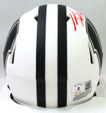 TJ Watt Signed Wisconsin Badgers Lunar Speed Mini Helmet- Beckett W Holo *Red