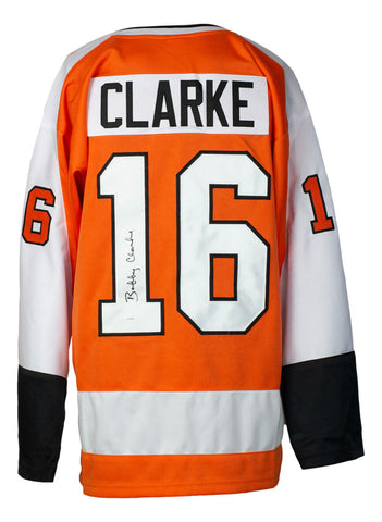 Bobby Clarke Signed Custom Orange Hockey Jersey JSA ITP