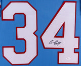Earl Campbell Signed Oilers 35" x 43" Custom Framed Jersey (JSA COA) Univ Texas