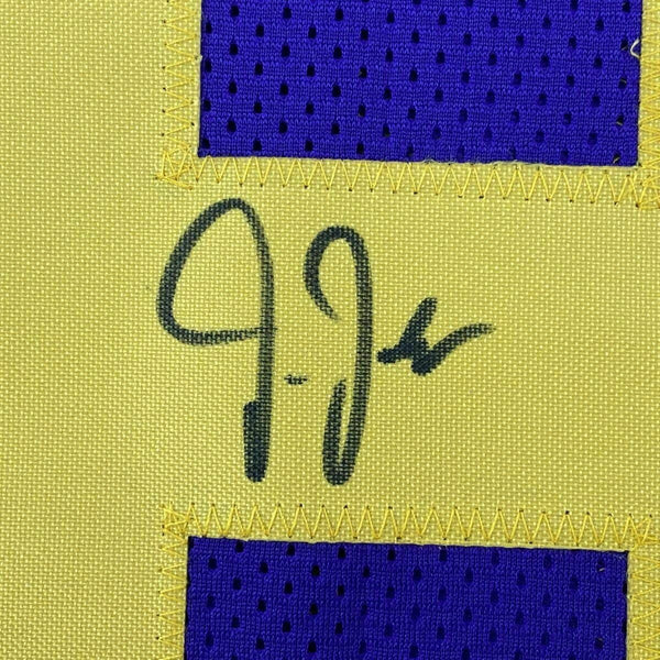 Framed Autographed/Signed JUSTIN JEFFERSON 33x42 Color Rush Jersey