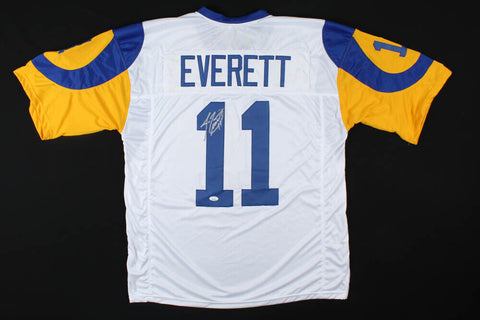 Jim Everett Signed Rams White Jersey (JSA COA) Los Angeles Quarterback 1986-1993