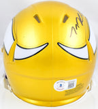 TJ Hockenson Autographed Vikings Flash Speed Mini Helmet- Beckett W Hologram
