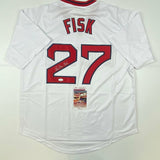 Autographed/Signed Carlton Fisk Boston White Baseball Jersey JSA COA Auto