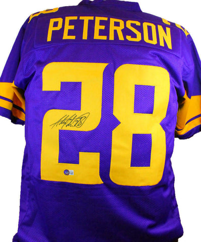 Adrian Peterson Autographed Purple Pro Style Jersey- Beckett W hologram Auth *2