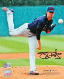 Shane Bieber Signed Cleveland Indians 8x10 Pitching- Beckett W Holo *Black