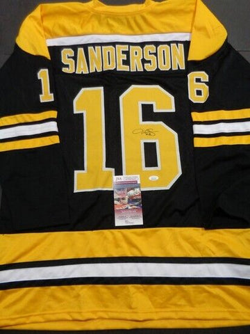 Derek Sanderson Signed Bruins Black Jersey (JSA COA) Boston Center (1968-1972)