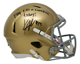 Kyren Williams Signed Notre Dame Full Size Speed Helmet PLAC Inscription BAS