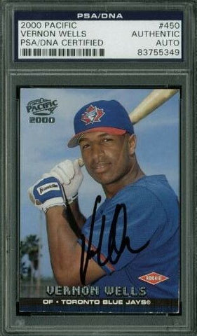 Blue Jays Vernon Wells Signed Card 2000 Pacific Rc #450 PSA Slabbed #83755349