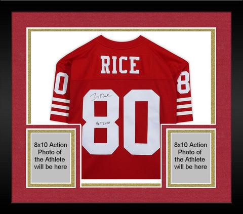 FRMD Jerry Rice 49ers Signed Red Mitchell & Ness Rep Jersey with "HOF 2010" Insc