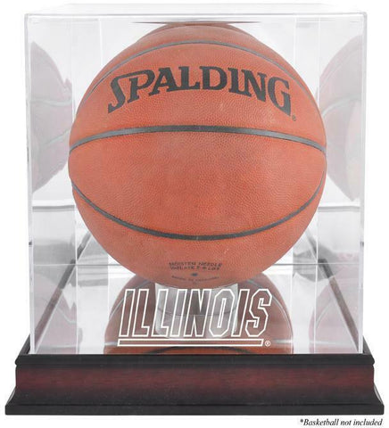 Illinois Fighting Illini Mahogany Finish Basketball Display Case w/Mirror Back