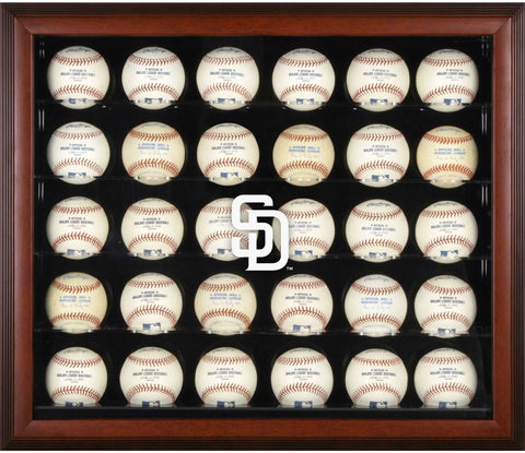 San Diego Padres Logo Mahogany Framed 30-Ball Display Case - Fanatics