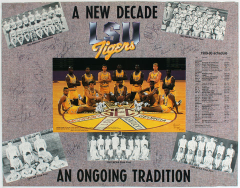 1989-90 LSU (14) Shaquille O'Neal, Jackson +12 Signed 18x23 Poster BAS #AA03698