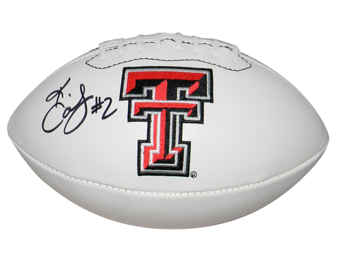 KEKE COUTEE SIGNED AUTOGRAPHED TEXAS TECH RED RAIDERS WHITE LOGO FOOTBALL JSA