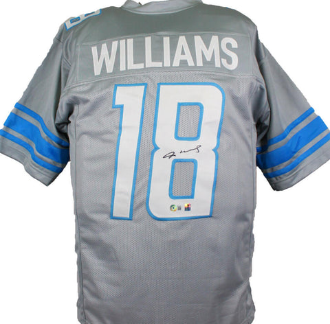 Jameson Williams Autographed Grey Pro Style Jersey #18- Beckett W Hologram