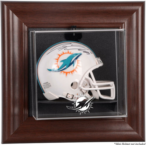Dolphins Brown Framed Wall-Mountable Mini Helmet Case-Fanatics