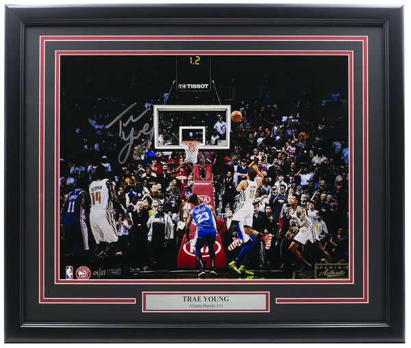 Trae Young Signed Framed Hawks 16x20 Basketball Game Winner Photo LE Panini