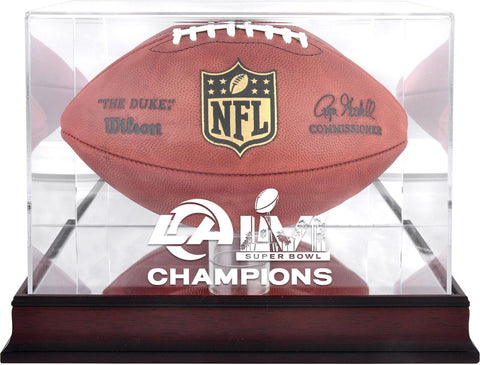 Los Angeles Rams Super Bowl LVI Champs Mahogany Football Display Case