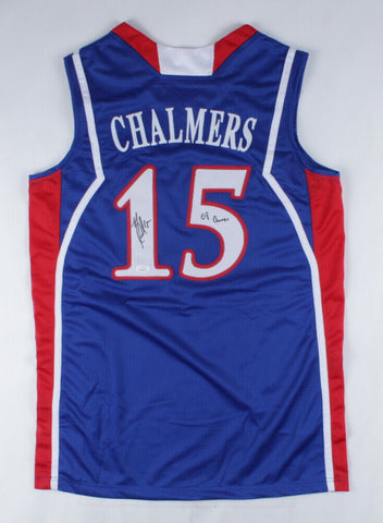 Mario Chalmers Signed Kansas Jayhawks Jersey Inscribed "08 Champs" (JSA COA)