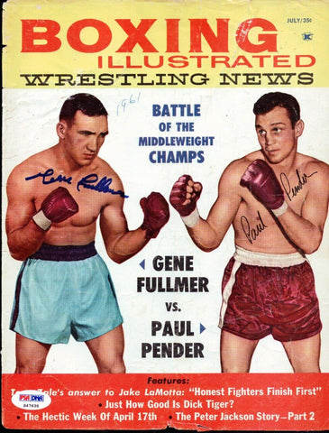 Gene Fullmer & Paul Pender Autographed Boxing Illustrated Cover PSA/DNA S47639