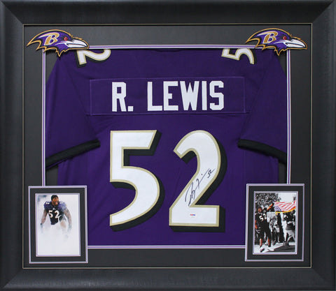 Ray Lewis Authentic Signed Purple Framed Pro Style Jersey Autographed PSA/BAS