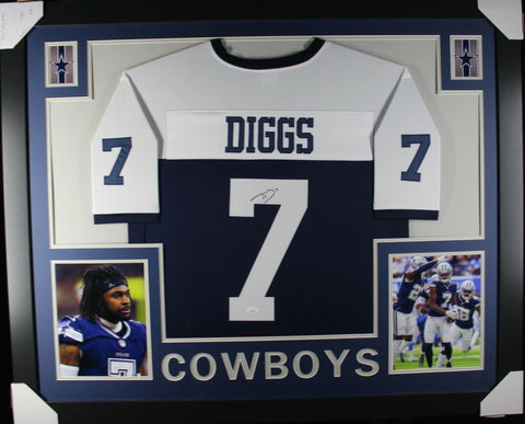 TREVON DIGGS (Cowboys throwback SKYLINE) Signed Autographed Framed Jersey JSA