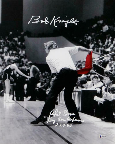 Bob Knight Phil Bova Signed 16x20 Red Chair Photo w/ Big Ten Beckett Auth *White