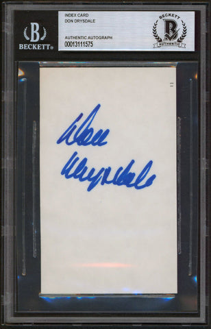 Dodgers Don Drysdale Authentic Signed 3x5 Index Card Autographed BAS Slabbed