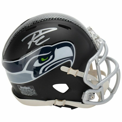 RUSSELL WILSON Autographed Seahawks Black Matte Mini Speed Helmet FANATICS