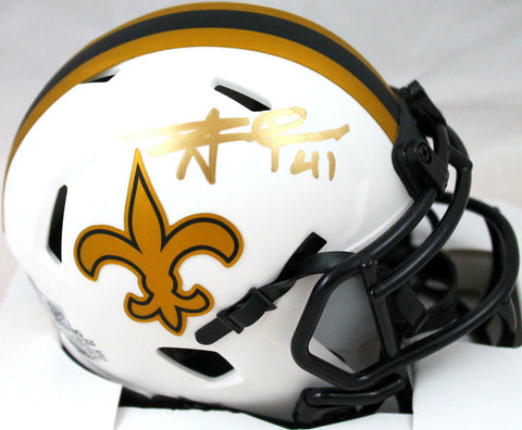 Alvin Kamara Autographed New Orleans Saints Lunar Speed Mini Helmet-BeckettWHolo