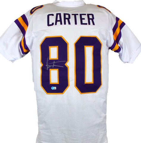 Cris Carter Autographed White Pro Style Jersey-Beckett W Hologram *Silver