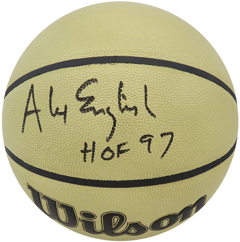 Alex English Signed Wilson Gold NBA Basketball w/HOF'97 - (SCHWARTZ SPORTS COA)