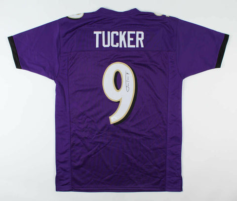 Justin Tucker Signed Baltimore Ravens Jersey (JSA COA) 3xPro Bowl Place Kicker