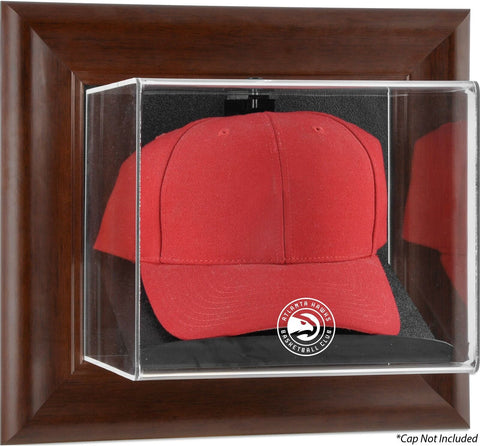 Atlanta Hawks Brown Framed Wall-Mounted Team Logo Cap Display Case