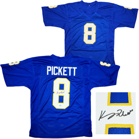 PITTSBURGH PANTHERS KENNY PICKETT AUTOGRAPHED BLUE JERSEY BECKETT BAS QR 202978