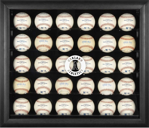 Oakland Athletics Logo Black Framed 30-Ball Display Case-Fanatics