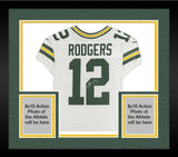 Framed Aaron Rodgers Green Bay Packers Autographed Nike White Elite Jersey