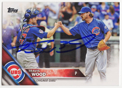 Travis Wood autographed Cubs 2016 Topps Baseball Trading Card #507A -(SS COA)