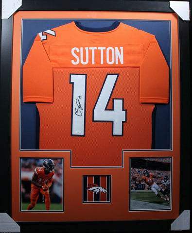 COURTLAND SUTTON (Broncos orange TOWER) Signed Autographed Framed Jersey JSA
