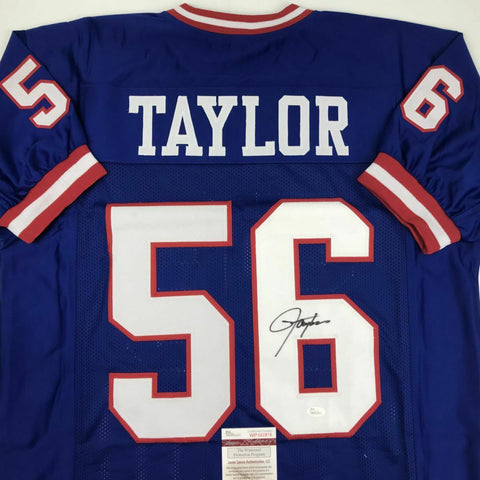 Autographed/Signed LAWRENCE TAYLOR New York Blue Football Jersey JSA COA Auto