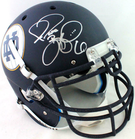 Jerome Bettis Autographed F/S ND Blue Schutt Authentic Helmet- Beckett W *Silver