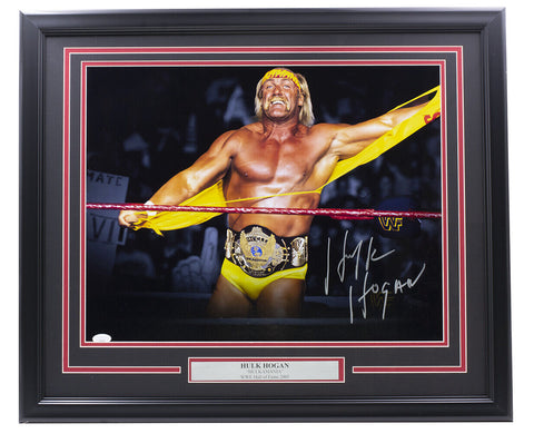 Hulk Hogan Signed Framed 16x20 WWE Title Belt Wrestling Photo JSA