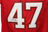 John Lynch Autographed/Signed Pro Style Red XL Jersey BAS 31557