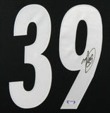 MINKAH FITZPATRICK (Steelers black TOWER) Signed Autographed Framed Jersey PSA
