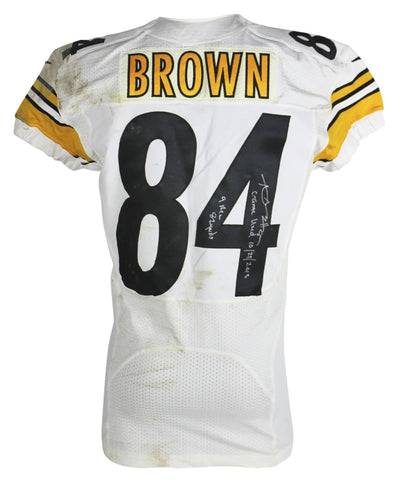 Steelers Antonio Brown Signed 10/27/2013 Game Used Nike White Home Jersey