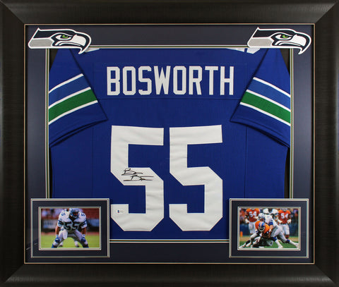 Brian Bosworth Authentic Signed Blue Pro Style Framed Jersey BAS Witnessed