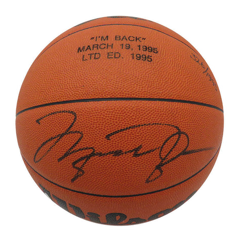 Michael Jordan Signed Wilson Jet "I'm Back" Engraved Basketball (#326/1995)(UDA)