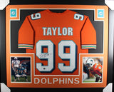 JASON TAYLOR (Dolphins orange SKYLINE) Signed Autographed Framed Jersey Beckett